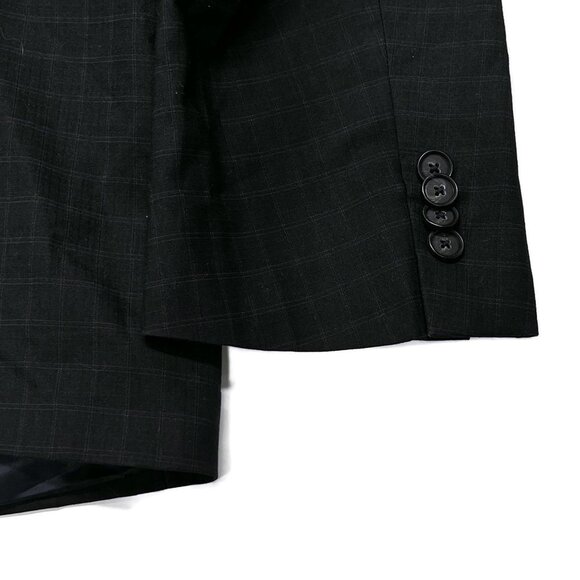 Kenneth Cole Reaction Wool Blazer Suit Jacket Coat 46 R Dark Navy Blue Check - Picture 8 of 8
